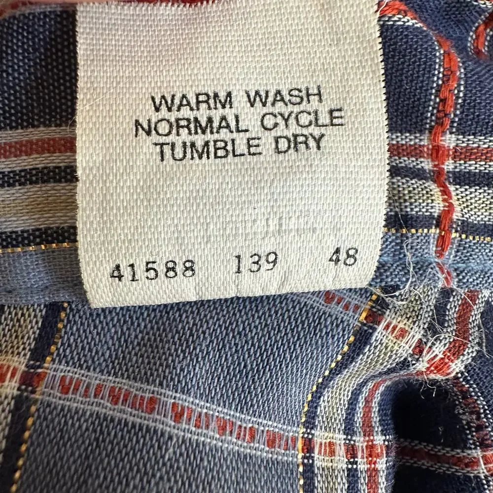 Levi's Vintage 80s Western Pearl Snap Plaid Shirt White tab L